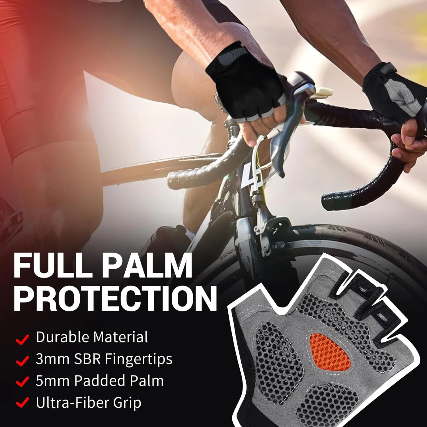 WULI Cycling Gloves Half Finger Men's and Women's Fitness Gloves for Cycling, Breathability, Anti Slip Yoga Equipment, Anti cocooning, Wrist Protection Thickened Palm